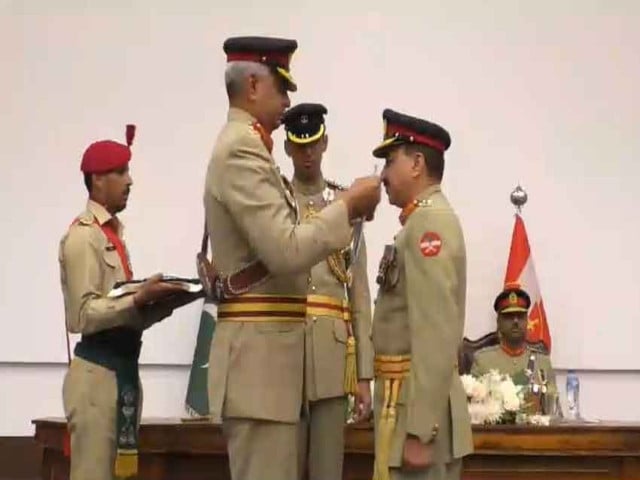 a solider being conferred with a military award during the karachi corps investiture ceremony held on may 10 2024 photo express